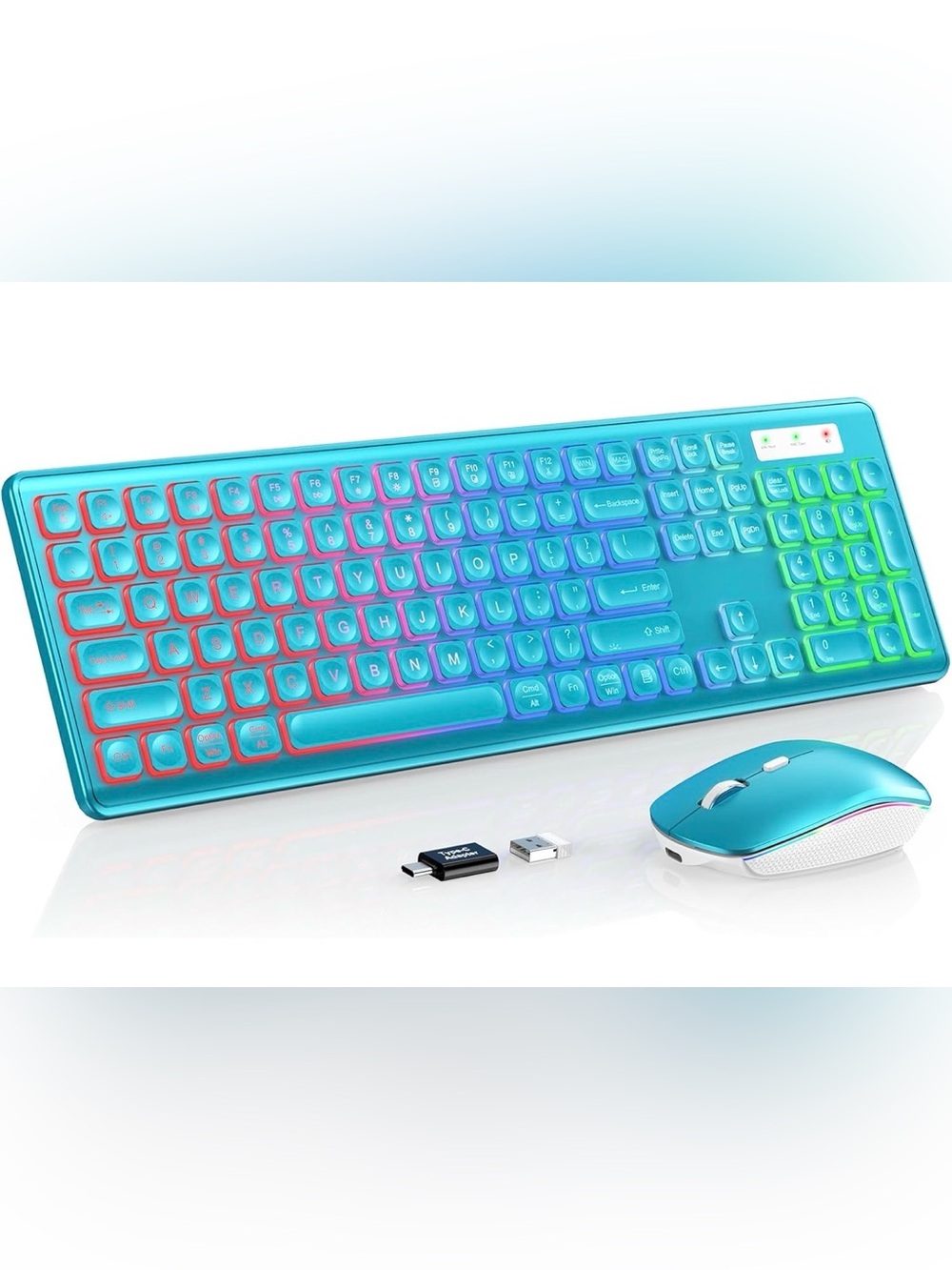 Wireless Turquoise Gradient Keyboard and Mouse Combo